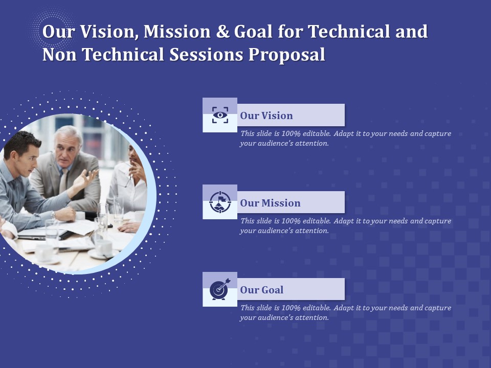 Balancing Skill Development Our Vision Mission And Goal For Technical And Non Technical Sessions Proposal Designs PDF