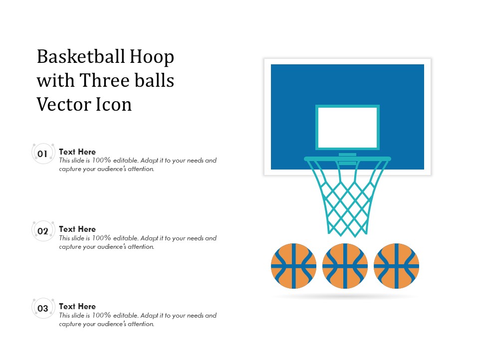 Basketball Hoop With Three Balls Vector Icon Ppt PowerPoint Presentation Show Rules PDF
