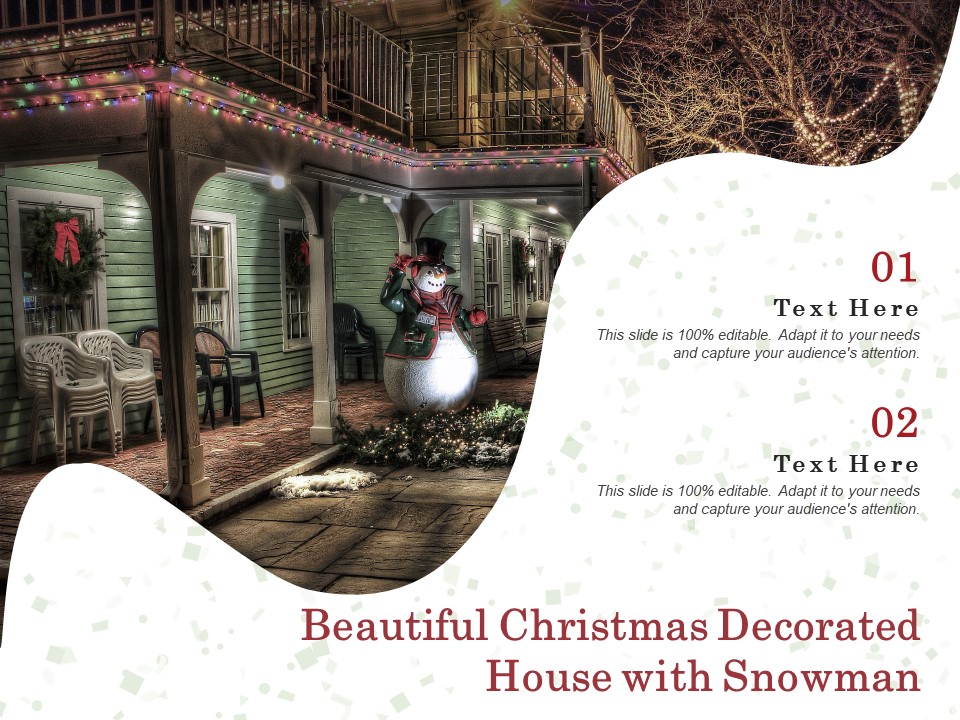 Beautiful Christmas Decorated House With Snowman Ppt PowerPoint Presentation Infographic Template Brochure PDF