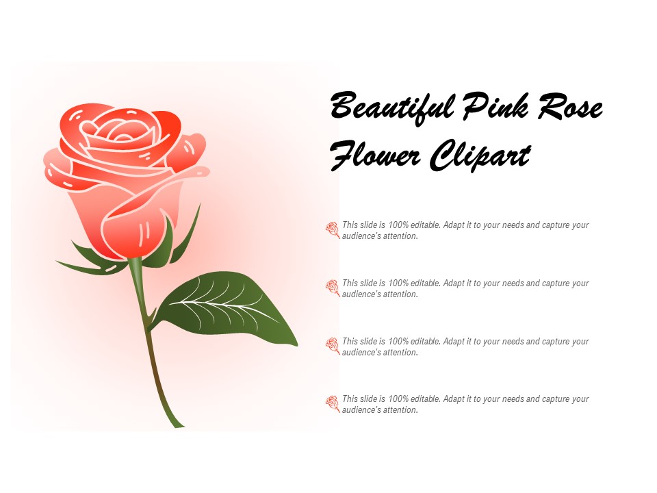 Beautiful Pink Rose Flower Clipart Ppt PowerPoint Presentation Infographic Template Portfolio PDF