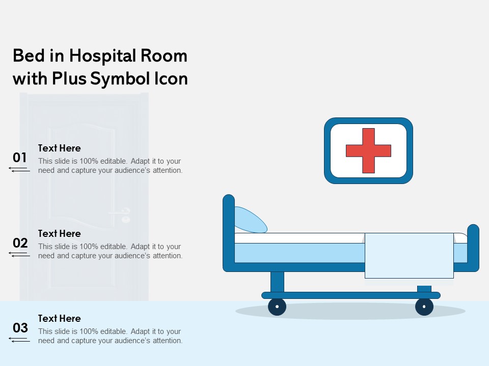 Bed In Hospital Room With Plus Symbol Icon Ppt PowerPoint Presentation Layouts Themes PDF