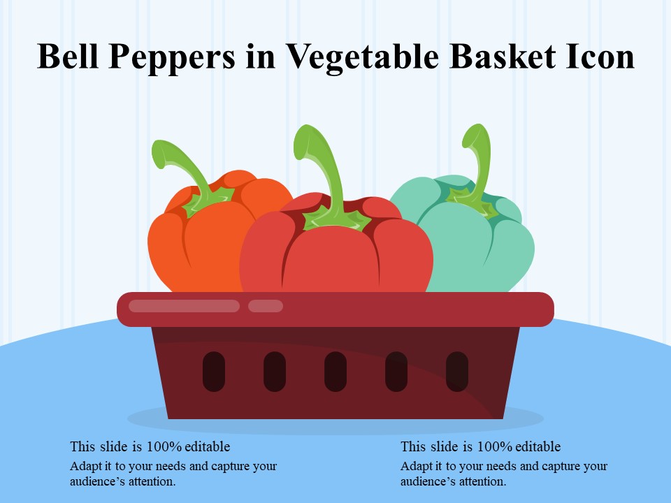 Bell Peppers In Vegetable Basket Icon Ppt PowerPoint Presentation Inspiration Format Ideas PDF