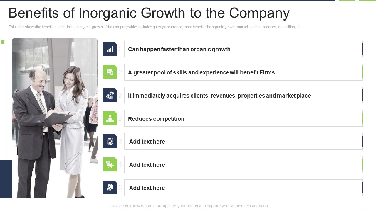 Benefits Of Inorganic Growth To The Company Summary PDF