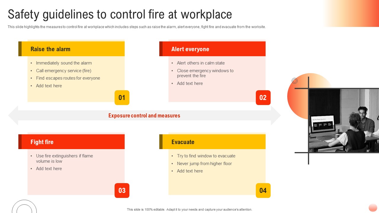 Best Practices For Occupational Health And Safety Safety Guidelines To Control Fire At Background PDF
