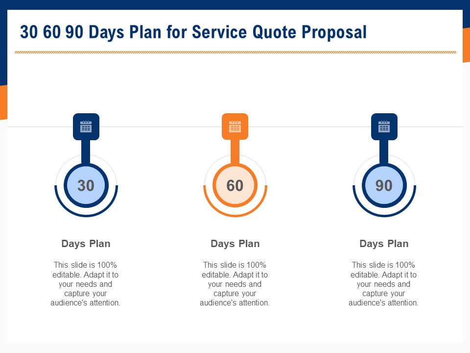 Bids And Quotes Proposal 30 60 90 Days Plan For Service Quote Proposal Ppt Infographic Template Portfolio PDF