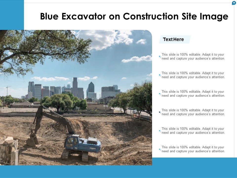Blue Excavator On Construction Site Image Ppt PowerPoint Presentation Styles Introduction PDF