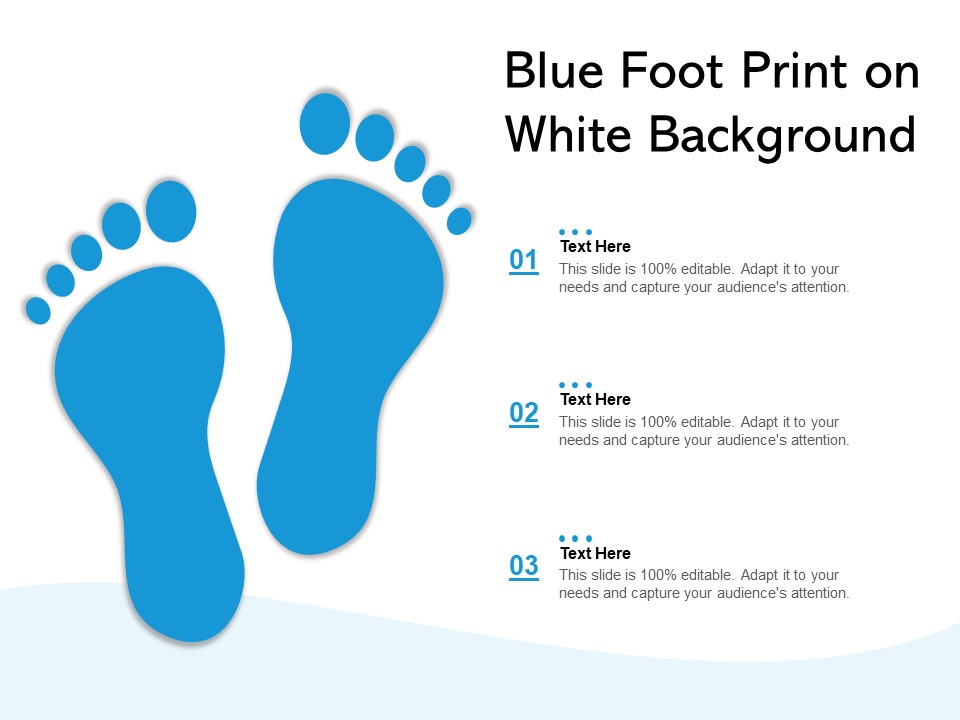 Blue Foot Print On White Background Ppt PowerPoint Presentation Professional Display PDF