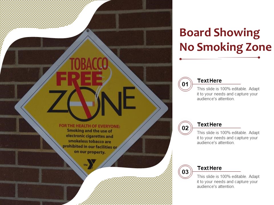 Board Showing No Smoking Zone Ppt PowerPoint Presentation Gallery Graphics Tutorials PDF