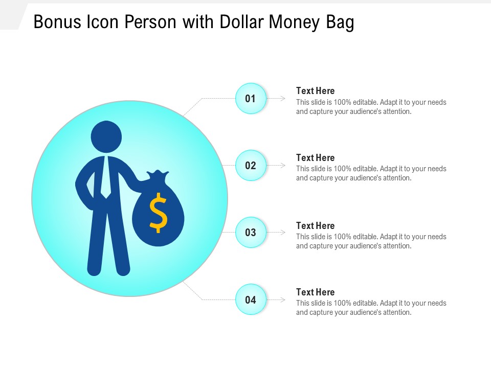 Bonus Icon Person With Dollar Money Bag Ppt PowerPoint Presentation File Example Introduction PDF