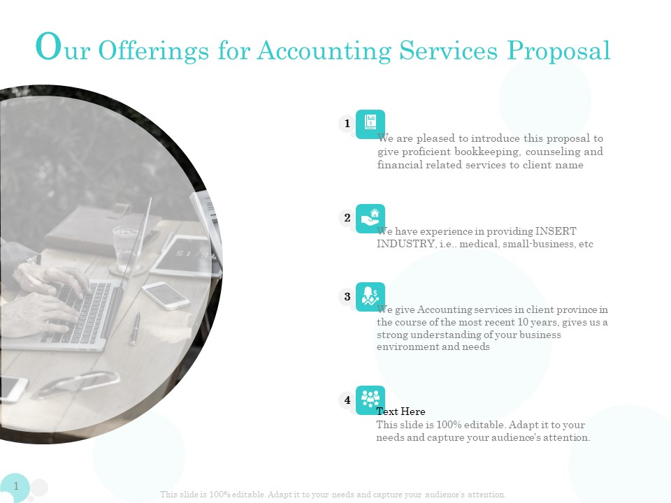 Bookkeeping Our Offerings For Accounting Services Proposal Ppt PowerPoint Presentation Layouts Slideshow PDF