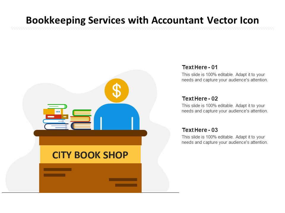 Bookkeeping Services With Accountant Vector Icon Ppt PowerPoint Presentation Infographic Template Guidelines PDF