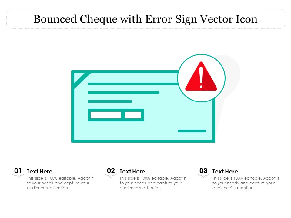 Bounced Cheque With Error Sign Vector Icon Ppt PowerPoint Presentation Gallery Layouts PDF