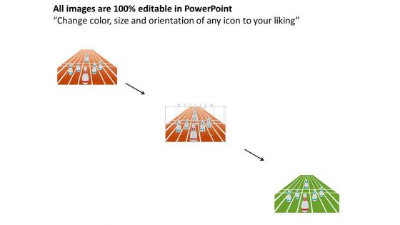 Bowling Pins On Race Track Leadership Powerpoint Template