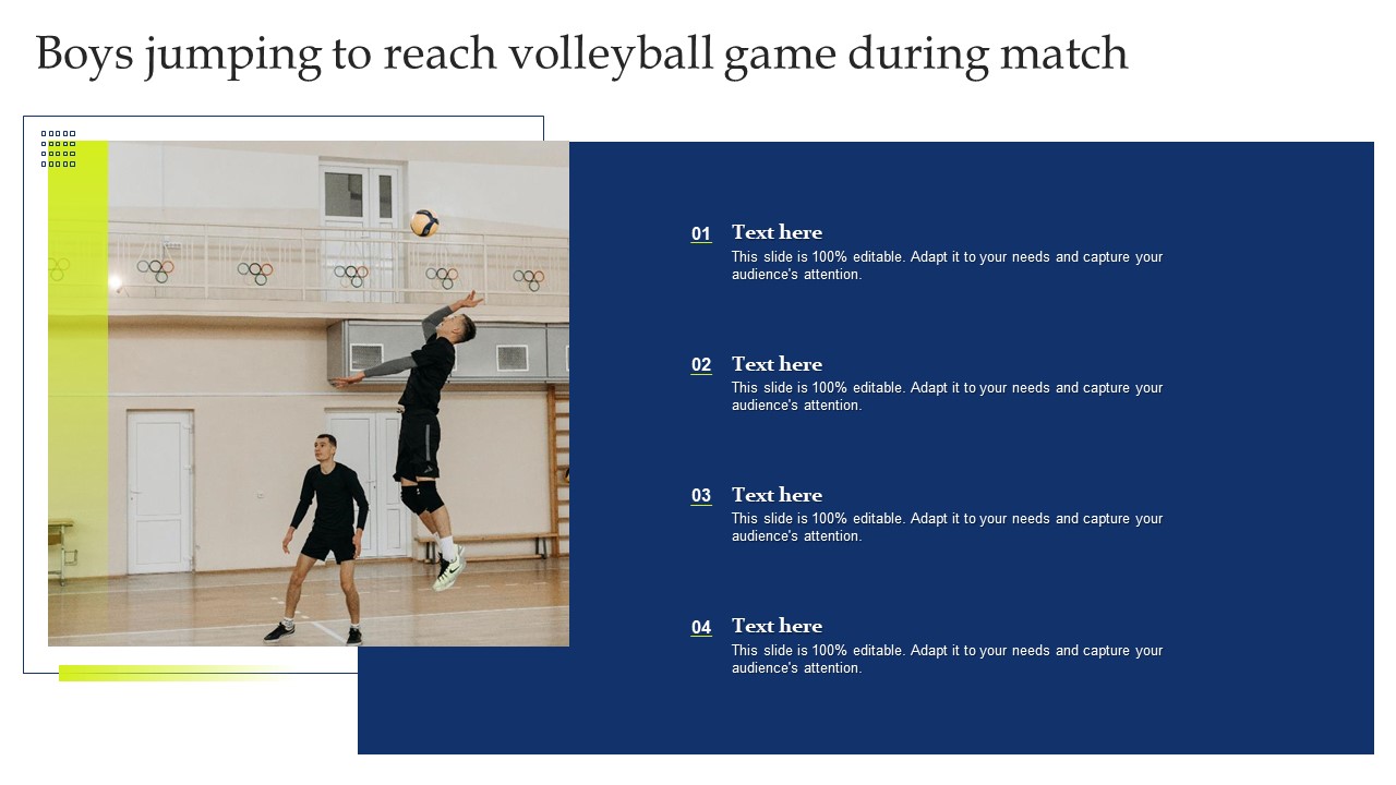 Boys Jumping To Reach Volleyball Game During Match Portrait PDF