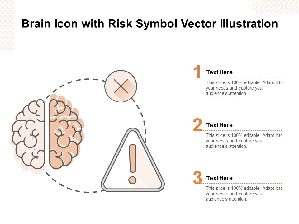 Brain Icon With Risk Symbol Vector Illustration Ppt PowerPoint Presentation Inspiration Slides PDF