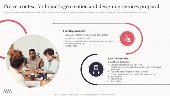 Brand Logo Creation And Designing Services Proposal Ppt PowerPoint Presentation Complete Deck With Slides