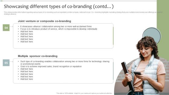 Brand Maintenance Toolkit Showcasing Different Types Of Co Branding Ideas PDF