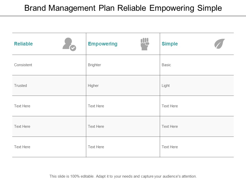 Brand Management Plan Reliable Empowering Simple Ppt Powerpoint Presentation Styles Graphics Tutorials