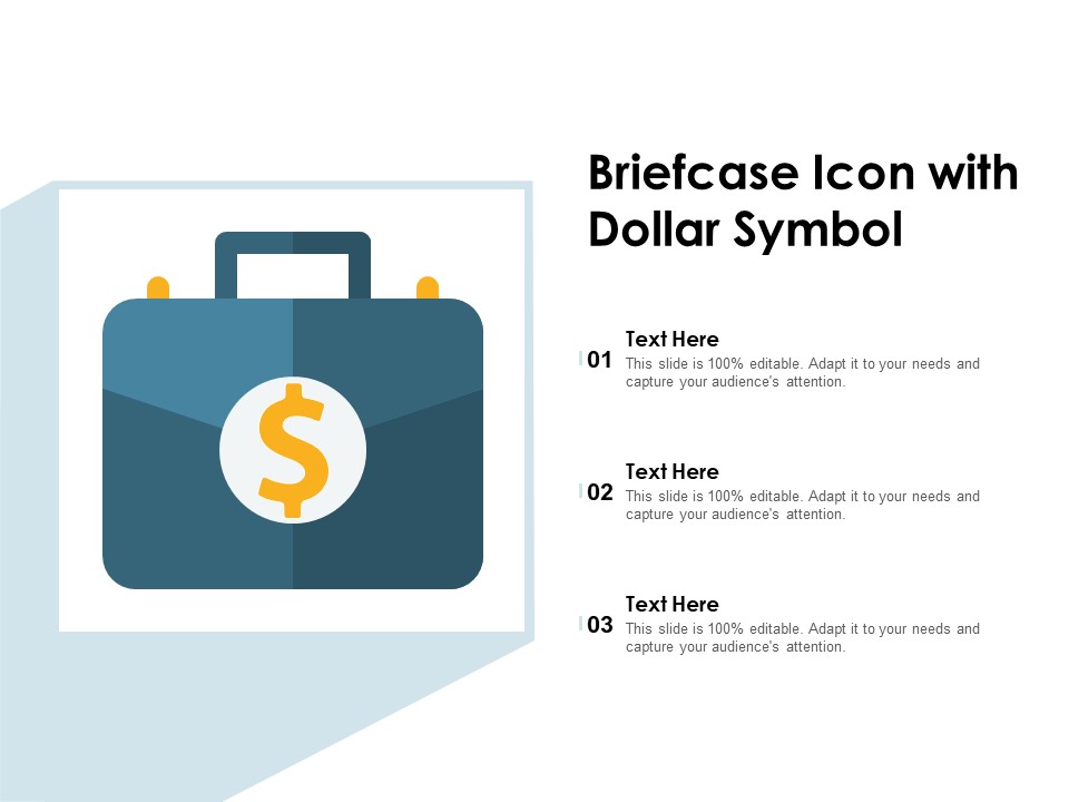 Briefcase Icon With Dollar Symbol Ppt PowerPoint Presentation File Vector