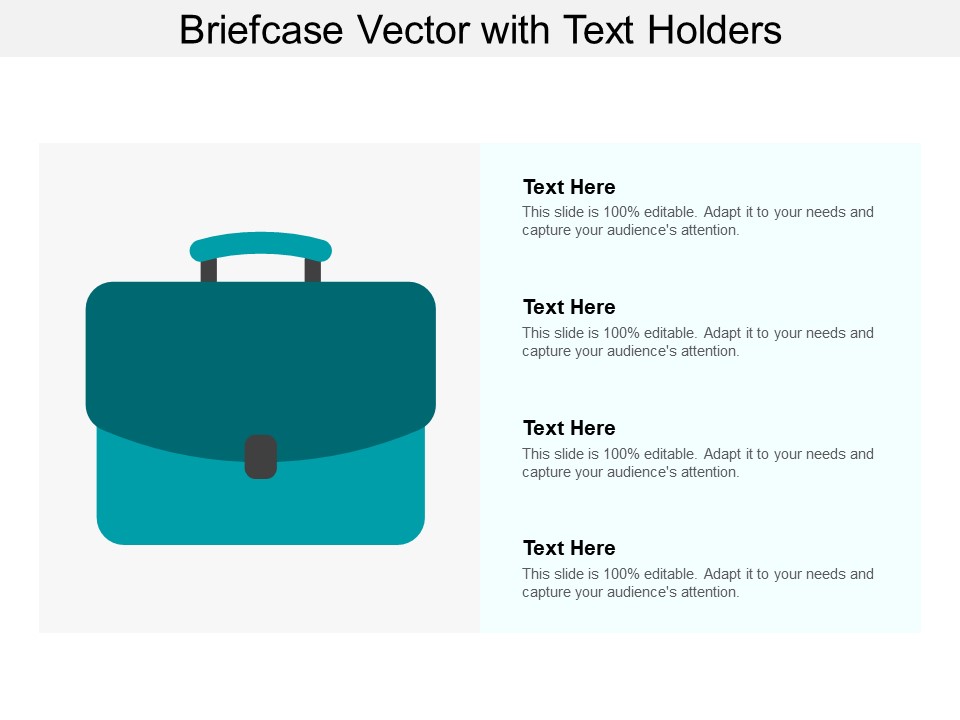 Briefcase Vector With Text Holders Ppt Powerpoint Presentation Infographic Template Graphic Images