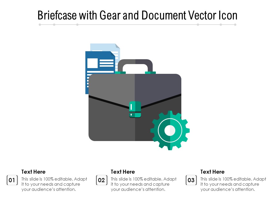Briefcase With Gear And Document Vector Icon Ppt PowerPoint Presentation Infographic Template Show PDF