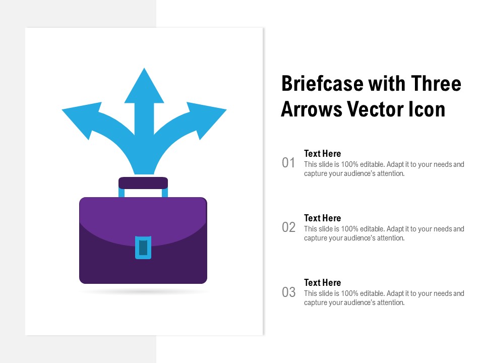 Briefcase With Three Arrows Vector Icon Ppt PowerPoint Presentation Infographic Template Example
