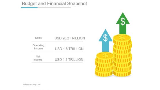 Budget And Financial Snapshot Ppt PowerPoint Presentation Example