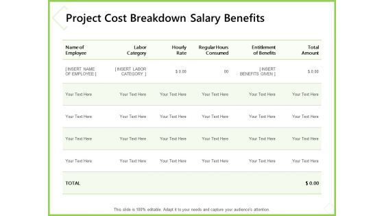 Budget Cost Project Plan Project Cost Breakdown Salary Benefits Ppt Layouts Graphics Pictures PDF