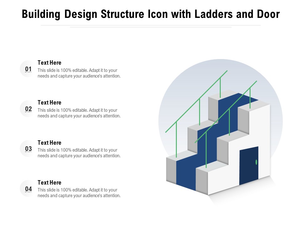 Building Design Structure Icon With Ladders And Door Ppt PowerPoint Presentation Model Sample PDF