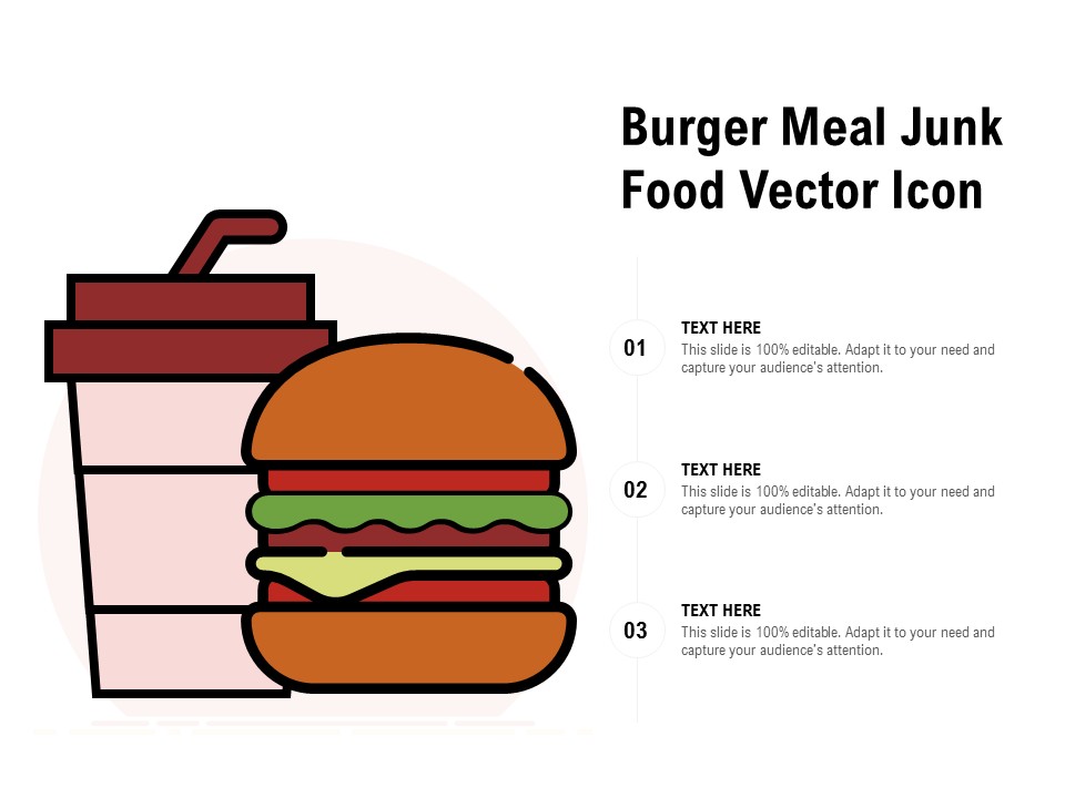 Burger Meal Junk Food Vector Icon Ppt PowerPoint Presentation Infographic Template Infographics