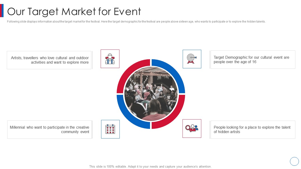 Business Affair Funding Pitch Deck Our Target Market For Event Sample PDF