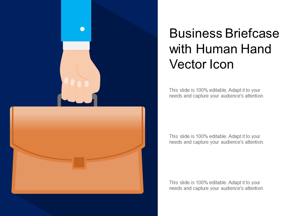 Business Briefcase With Human Hand Vector Icon Ppt PowerPoint Presentation Ideas Icon PDF