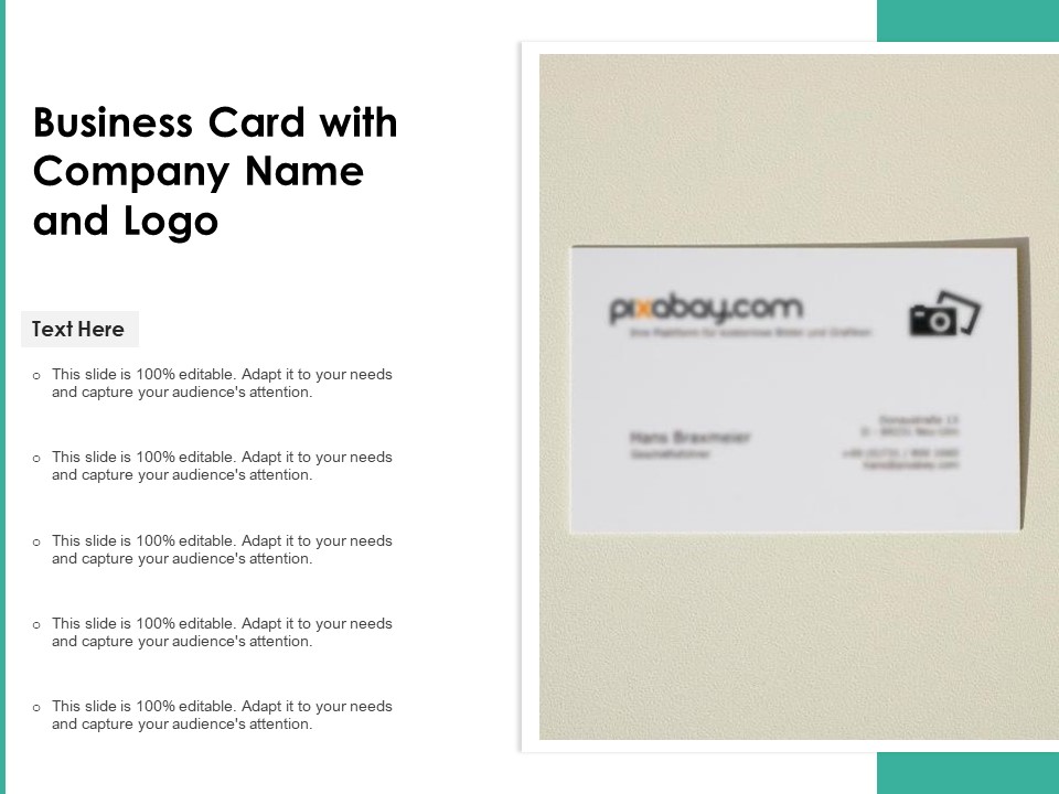 Business Card With Company Name And Logo Ppt PowerPoint Presentation Gallery Influencers PDF