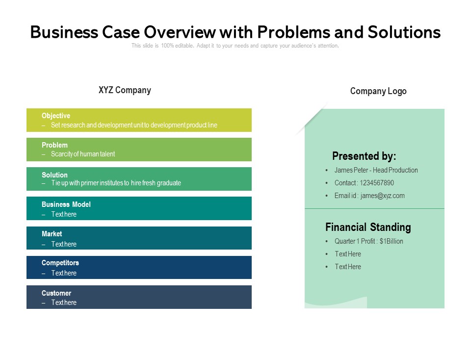 Business Case Overview With Problems And Solutions Ppt PowerPoint Presentation Styles Template PDF