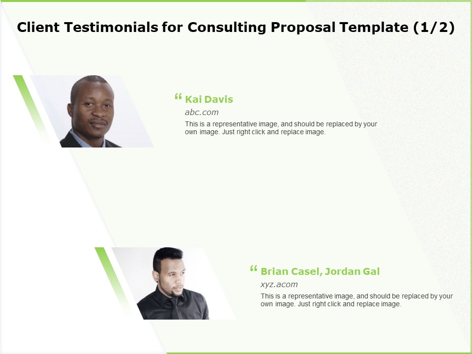 Business Client Testimonials For Consulting Proposal Template Representative Ppt Infographics Professional PDF
