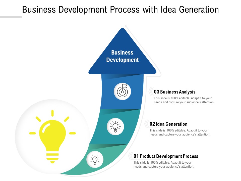 Business Development Process With Idea Generation Ppt PowerPoint Presentation Ideas Format PDF