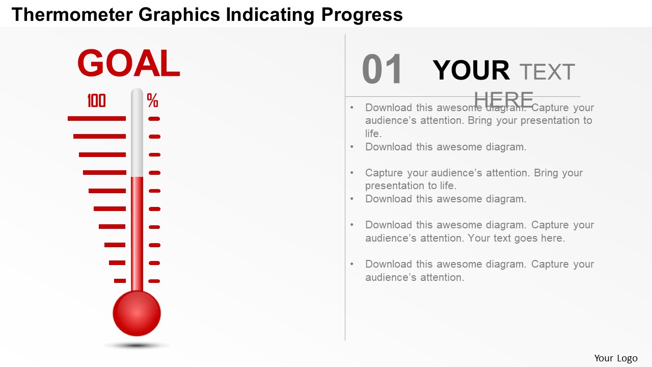 Business Diagram Thermometer Graphics Indicating Progress Presentation Template