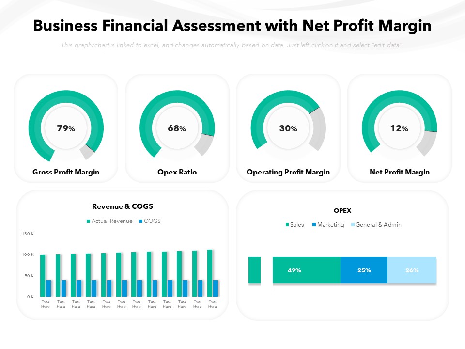 Business Financial Assessment With Net Profit Margin Ppt PowerPoint Presentation File Topics PDF