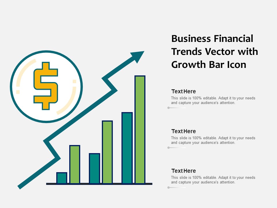 Business Financial Trends Vector With Growth Bar Icon Ppt PowerPoint Presentation Model Example PDF