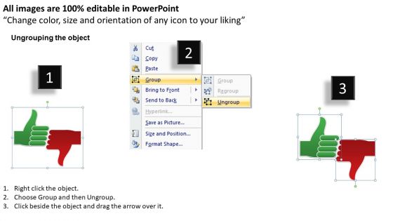 Business Framework Thumbs Up And Down PowerPoint Presentation