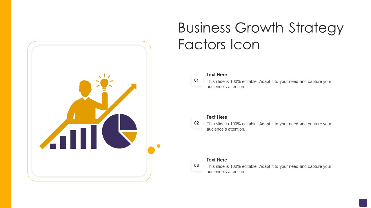Business Growth Strategy Factors Icon Elements PDF