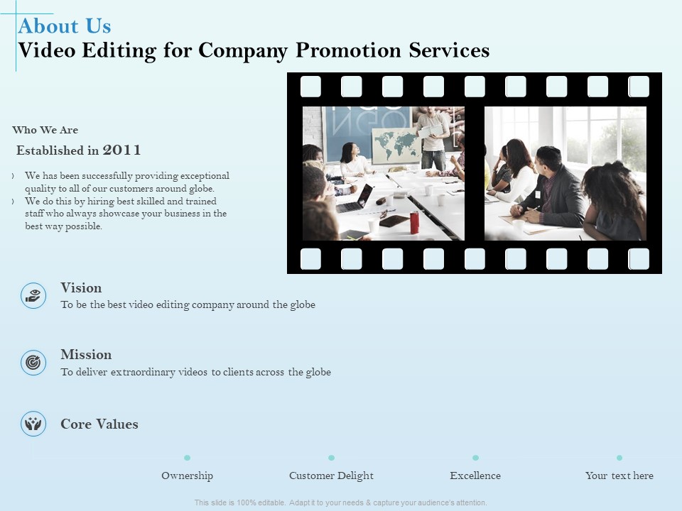 Business Marketing Video Making About Us Video Editing For Company Promotion Services Information PDF