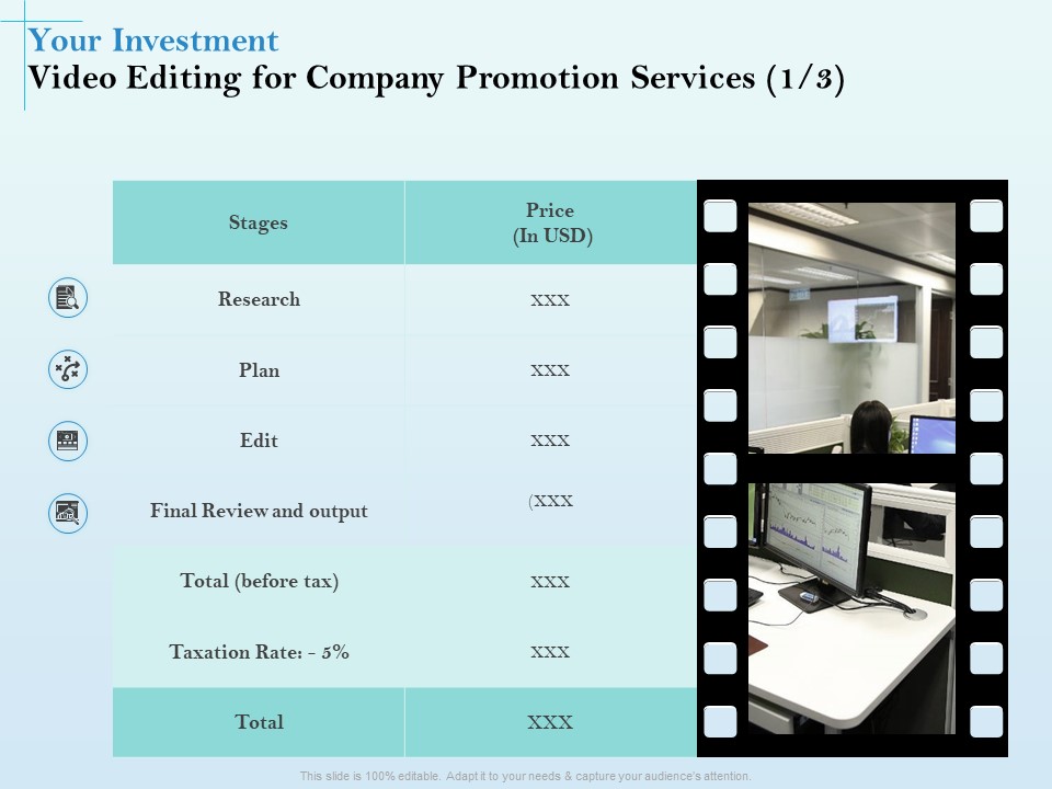 Business Marketing Video Making Your Investment Video Editing For Company Promotion Services Designs PDF
