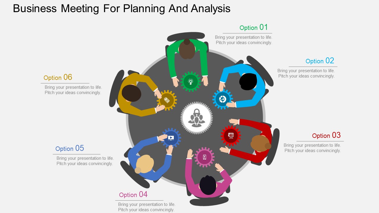 Business Meeting For Planning And Analysis Powerpoint Template