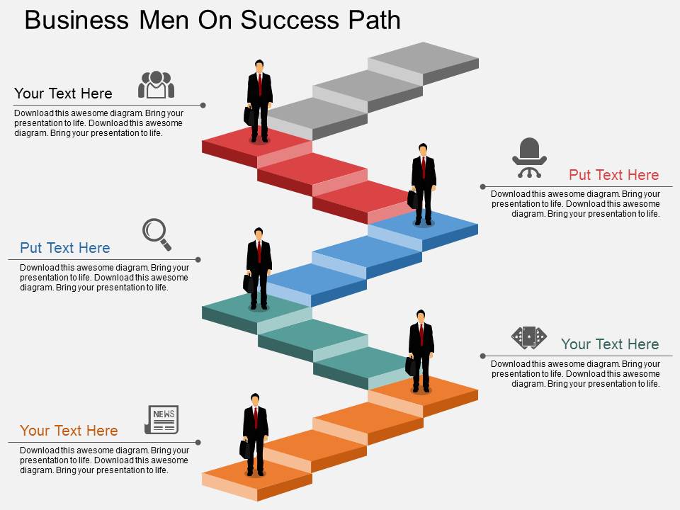 Business Men On Success Path Powerpoint Template