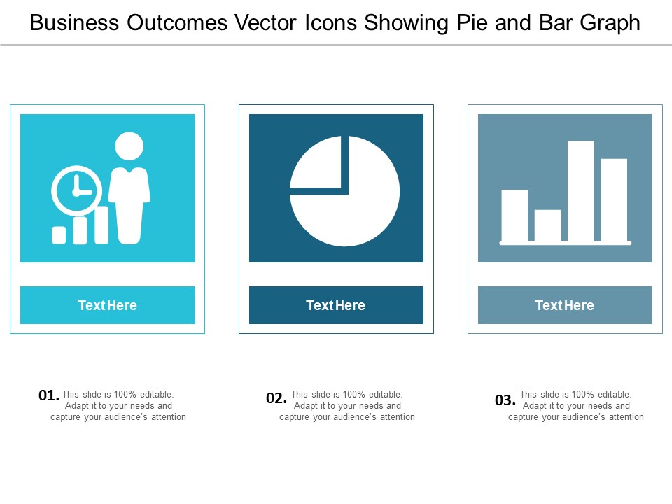 Business Outcomes Vector Icons Showing Pie And Bar Graph Ppt Powerpoint Presentation File Graphic Images