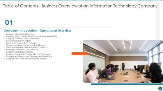 Business Overview Of An Information Technology Company Ppt PowerPoint Presentation Complete Deck With Slides