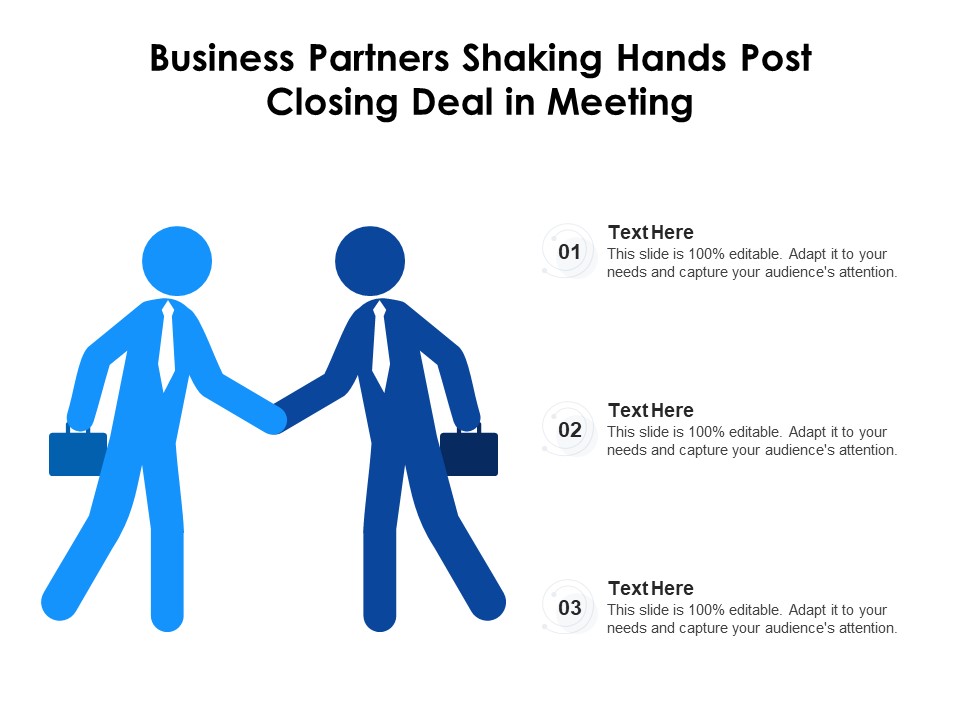 Business Partners Shaking Hands Post Closing Deal In Meeting Ppt PowerPoint Presentation Gallery Slide Portrait PDF