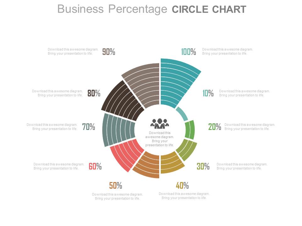 Business Percentage Ratio Circle Chart Powerpoint Slides