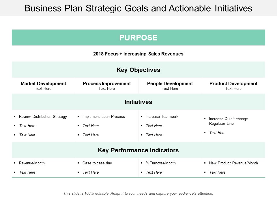 Business Plan Strategic Goals And Actionable Initiatives Ppt Powerpoint Presentation Professional Picture